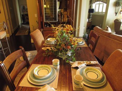 Table Set for Four in our Dining Room