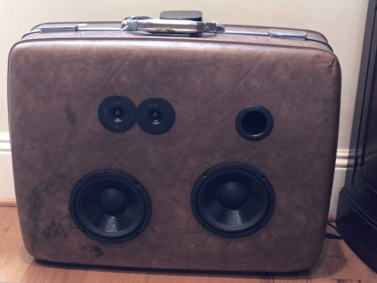 antique suitcase speaker