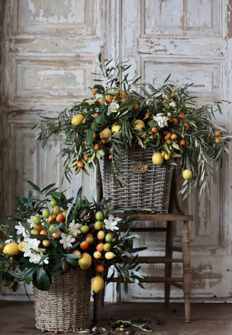 olive baskets by French Country Cottage