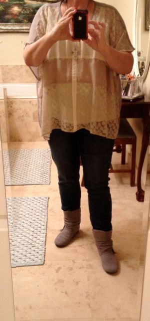 Flat Boots with Pink Tulip Top, Chico's Skinny Jeans