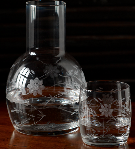 Etched Water Glass Set