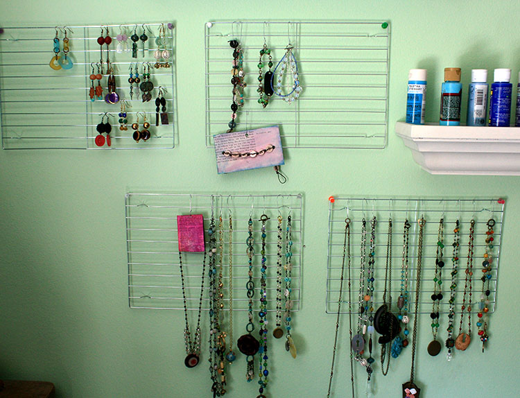 craftyhope product jewelry on wire cooling racks