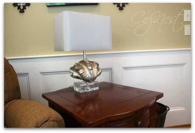 End Table with Shell Lamp