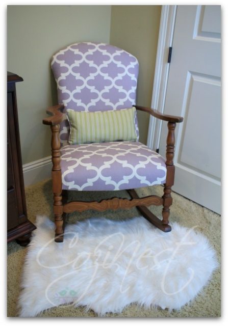 Orchid and White Antique Rocker