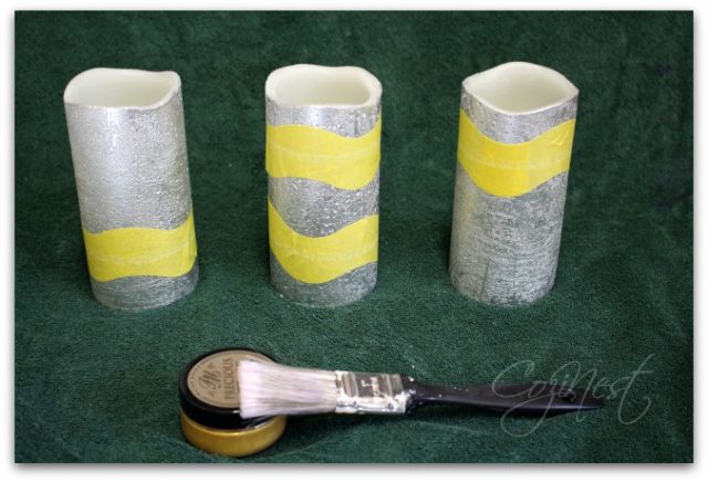 taped candles for gold leafing