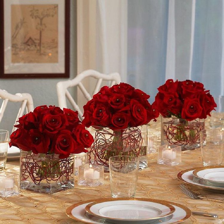 set of three rose bouquets