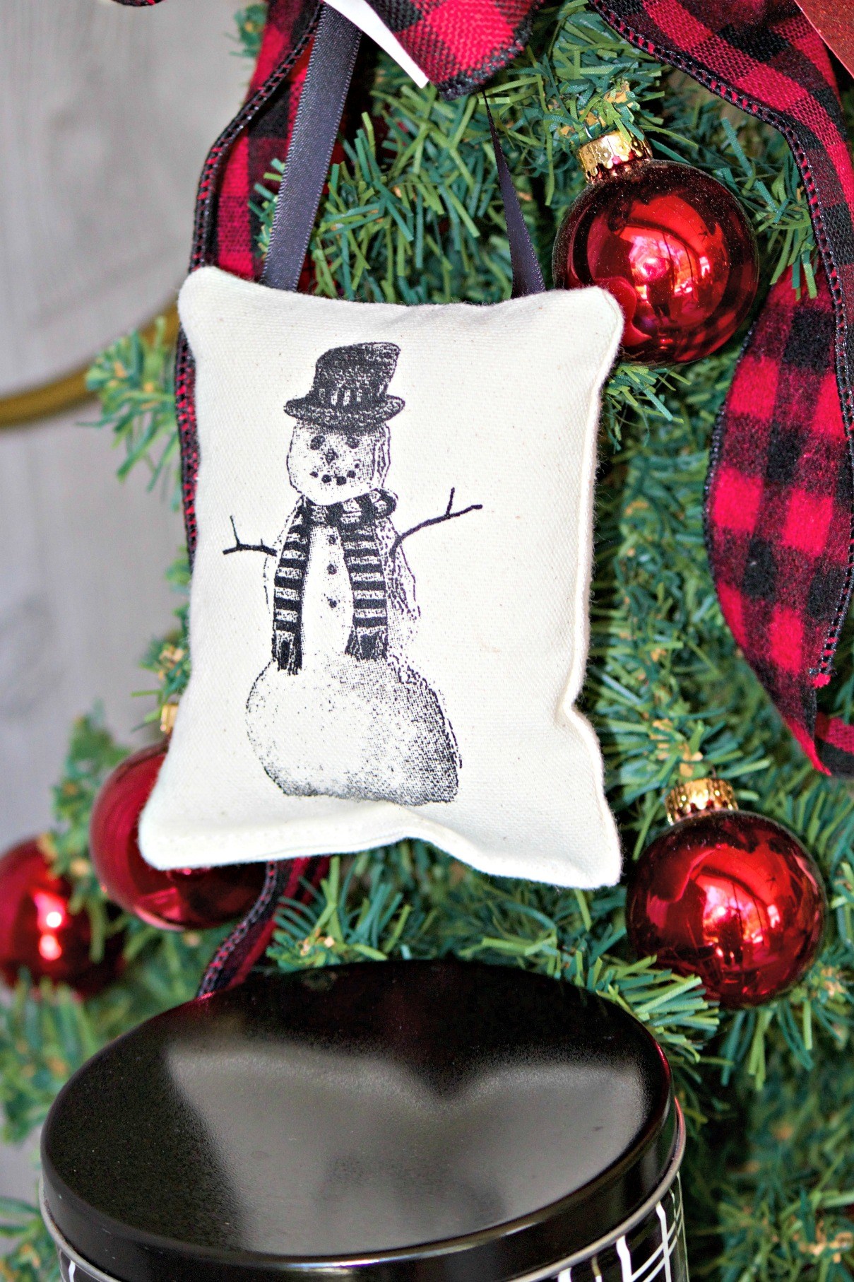 snowman pillow ornament