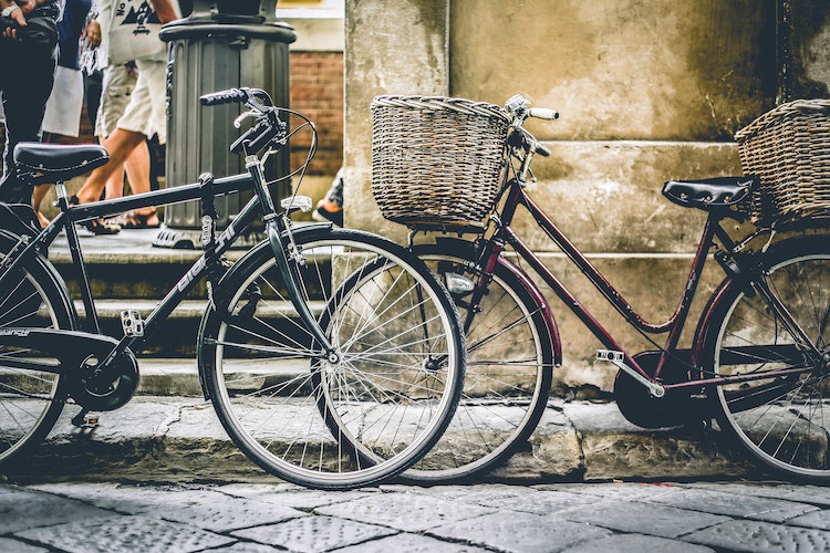 baskets on bicycles